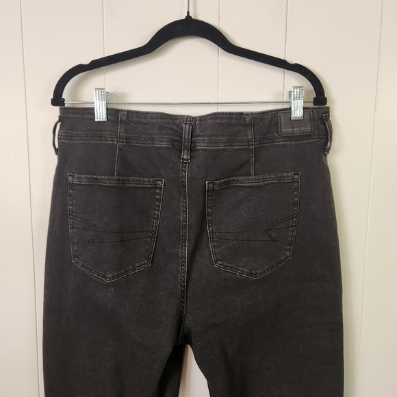 American Eagle High Rise Skinny Kick Bootcut Jeans Black Womens Size 14 Stretchy - Picture 5 of 11